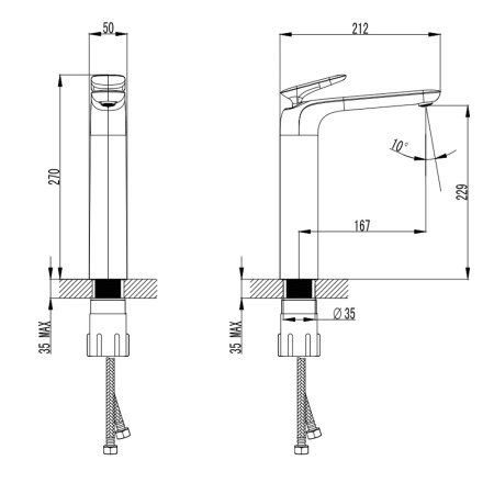 Смеситель для раковины AQUAme Como AQM6514MB черный матовый