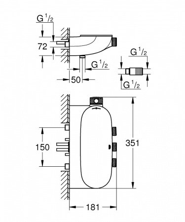 Термостат для ванны с душем Grohe Grohtherm SmartControl 34713000 хром
