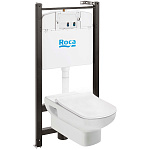 Комплект унитаза с инсталляцией Roca Dama Senso 893104680, глубина унитаза 55см, без клавиши в комплекте, с микролифтом, безободковый, быстросъемное
