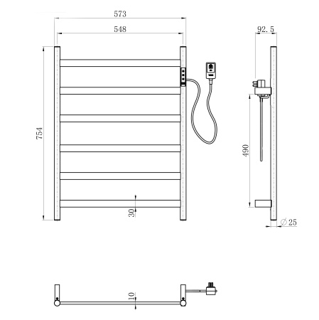 Полотенцесушитель электрический WONZON & WOGHAND ESSEN, Брашированный никель (WW-A405-BR)