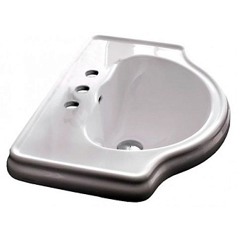 Раковина встраиваемая сверху на 3 отверстия 62см Kerasan Retro 103001*3 белый