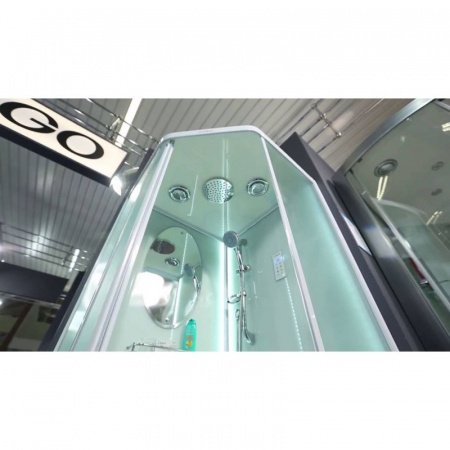 Душевая кабина Esbano LED ESKL100PR 100x100x210см, профиль белый, стекло рифленое