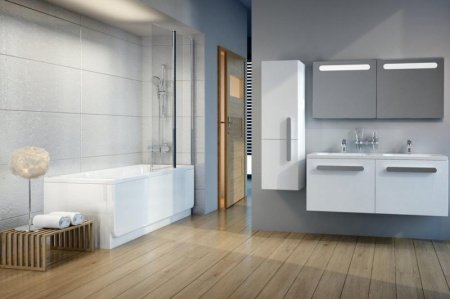 Шторка для ванны Ravak Chrome CVS2-100 R белая+стекло Transparent