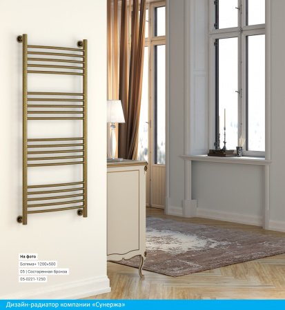 Полотенцесушитель водяной Сунержа Богема+ 100х50 перемычка прямая, черный матовый