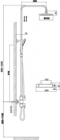 Душевая стойка D&K Bayern.Potsdam DA2173701B02 хром