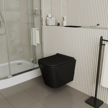 Унитаз подвесной D&K Berlin DT1436025 черный матовый, с сиденьем микролифт