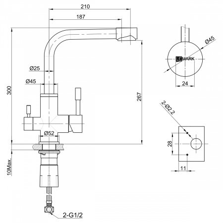 Смеситель для кухни Lemark Expert LM5061G золото