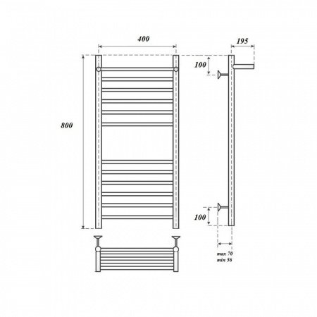 Полотенцесушитель водяной Point PN10148SP П11 400x800 с полкой, хром