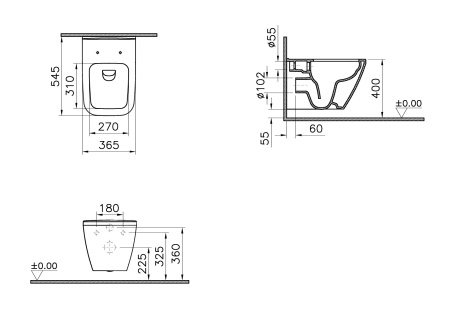 Комплект унитаза с инсталляцией Vitra Integra Square 9856B003-7207 с сиденьем микролифт и кнопкой смыва хром