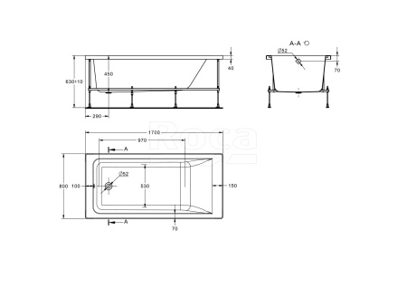 Акриловая ванна Roca Easy 170x80