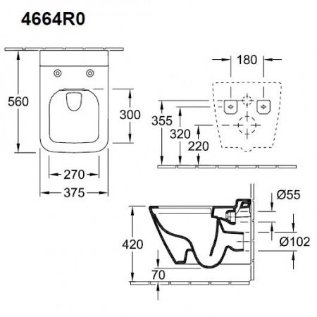 Унитаз подвесной безободковый Villeroy&Boch Finion Plus 4664R0R1 белый CeramicPlus без сиденья