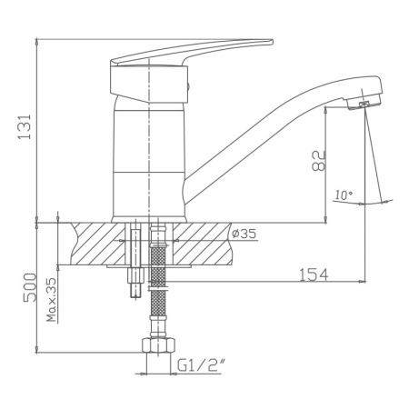 Смеситель для кухни Haiba HB4506, хром