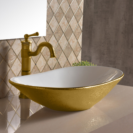 Раковина накладная 64см Point Сатурн PN43903WG белый/золото