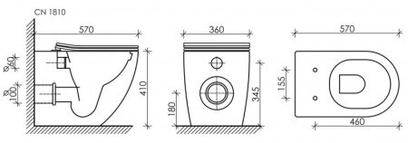 Унитаз приставной Ceramica Nova Mia CN1810 белый