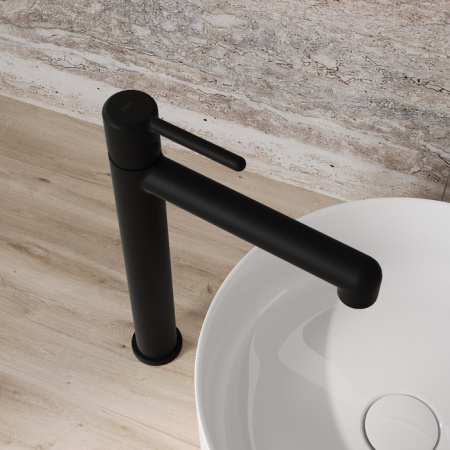 Cмеситель для настольного умывальника, черный матовый, Aiger, IDDIS AIGBL01i01