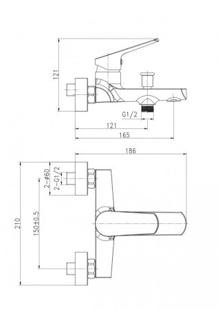Смеситель для ванны с душем Cersanit FLAVIS 63035 хром