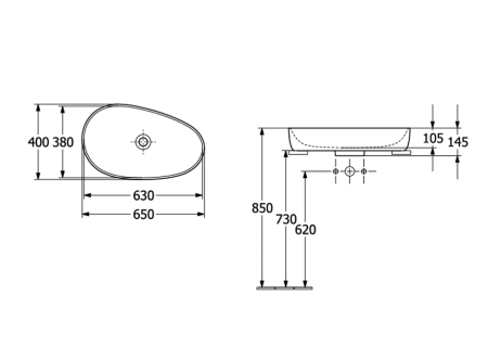 Раковина накладная 65см Villeroy & Boch Antao 4A7465RW StoneWhite с покрытием CeramicPlus