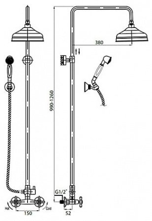 Душевая стойка Cezares Retro CD 01