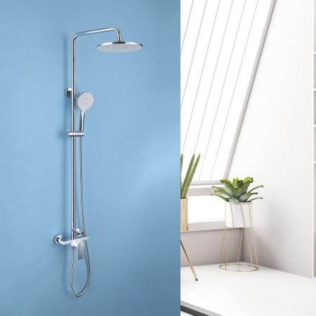 Душевая стойка со смесителем ABBER AF8020W белый/хром