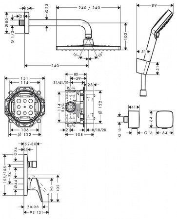 Встраиваемая душевая система Hansgrohe Crometta E 27957000 хром