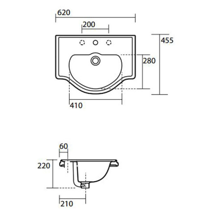 Раковина подвесная / накладная 62см Kerasan Retro 103001*1 белый
