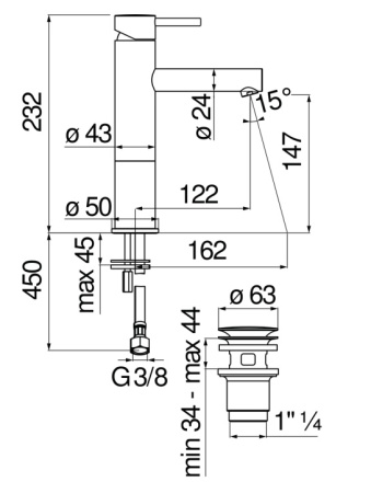 Смеситель для раковины Nobili Live LV00458/2CR хром