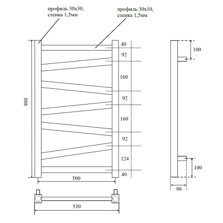 Полотенцесушитель электрический Point Феникс PN15158E П7 500x800 левый/правый, хром